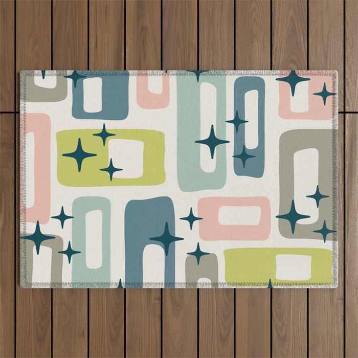 Mid Century Modern Abstract Pattern 236 Mid Mod Googie Outdoor Rug Gallery Image 1