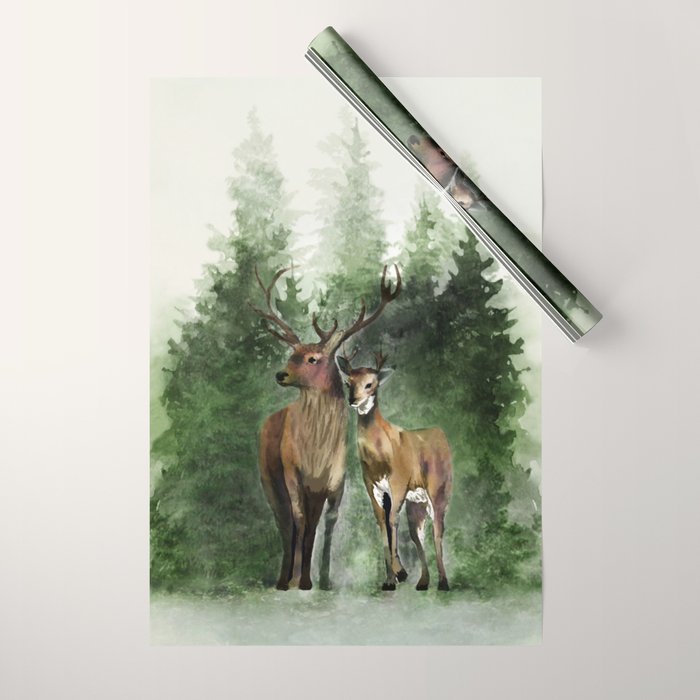 Deers in the Forest Wrapping Paper Gallery Image 1