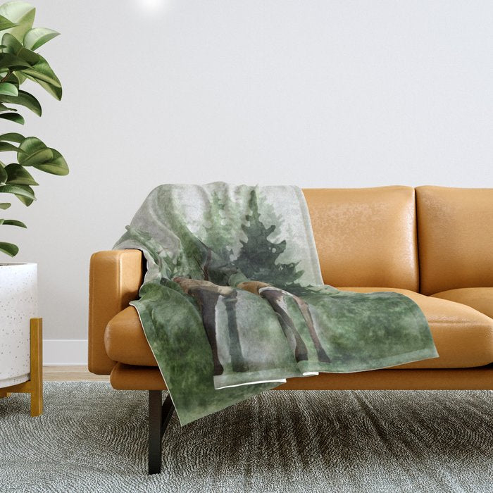 Deers in the Forest Throw Blanket Gallery Image 1