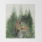 Deers in the Forest Throw Blanket Gallery Image 2