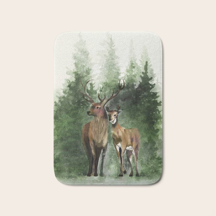 Deers in the Forest Bath Mat Gallery Image 1