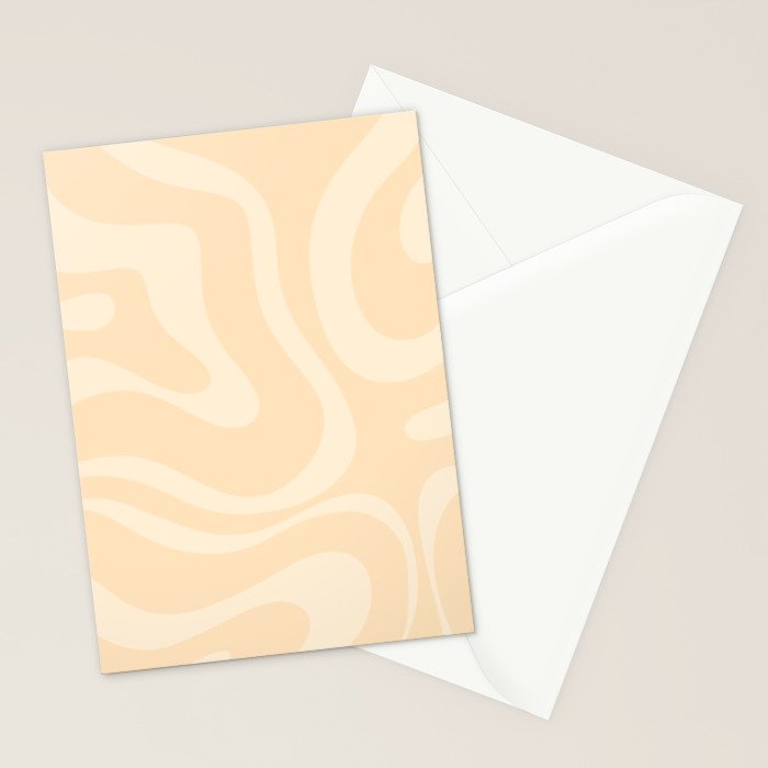 Modern Liquid Swirl Abstract Pattern in Pale Apricot Cream Stationery Card Gallery Image 2