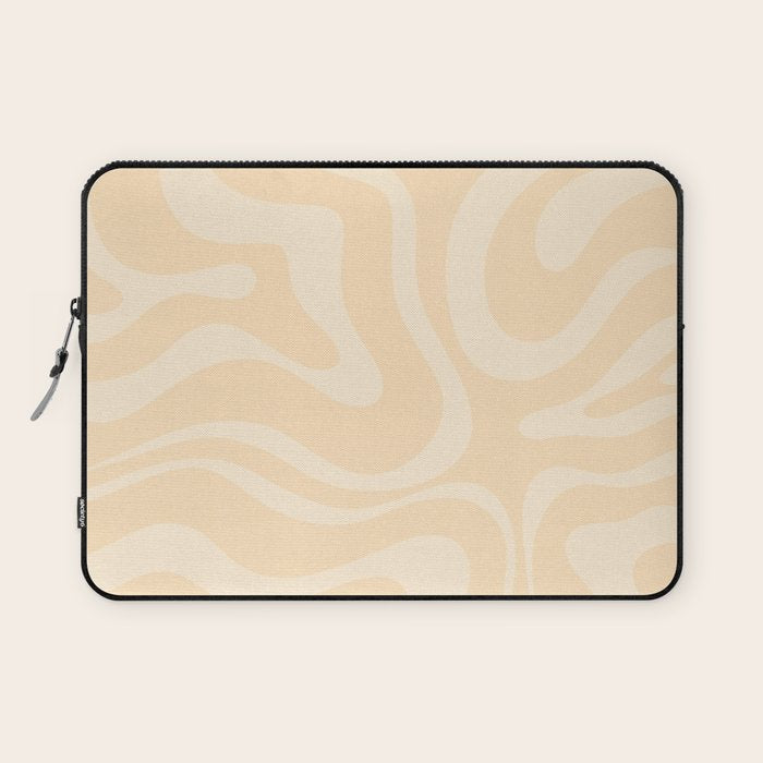 Modern Liquid Swirl Abstract Pattern in Pale Apricot Cream Laptop Sleeve Gallery Image 1