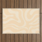 Modern Liquid Swirl Abstract Pattern in Pale Apricot Cream Outdoor Rug Gallery Image 1