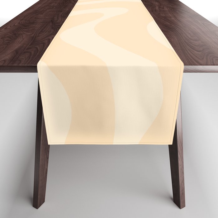 Modern Liquid Swirl Abstract Pattern in Pale Apricot Cream Table Runner Gallery Image 1