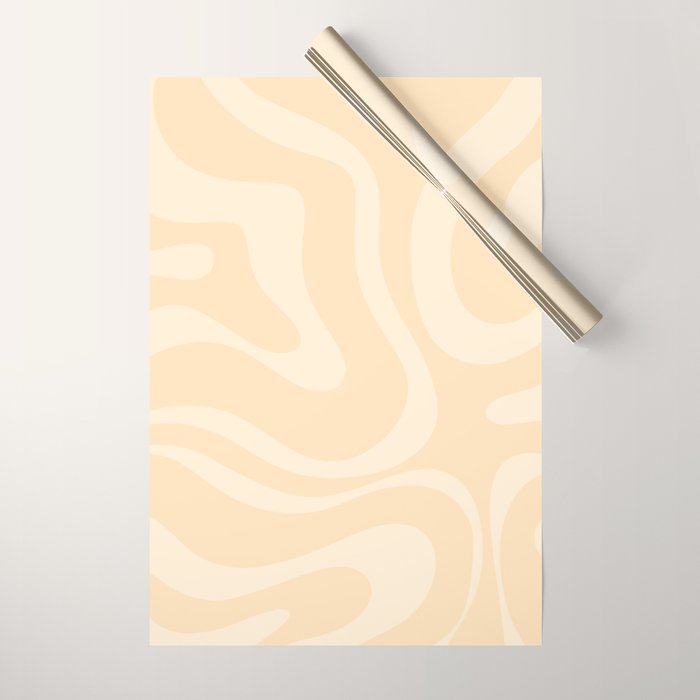 Modern Liquid Swirl Abstract Pattern in Pale Apricot Cream Wrapping Paper Gallery Image 1