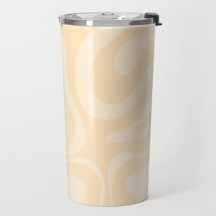 Modern Liquid Swirl Abstract Pattern in Pale Apricot Cream Travel Mug Gallery Image 2