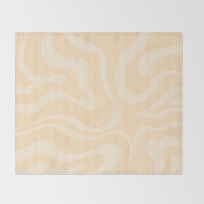 Modern Liquid Swirl Abstract Pattern in Pale Apricot Cream Throw Blanket Gallery Image 2