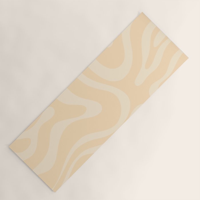 Modern Liquid Swirl Abstract Pattern in Pale Apricot Cream Yoga Mat Gallery Image 1