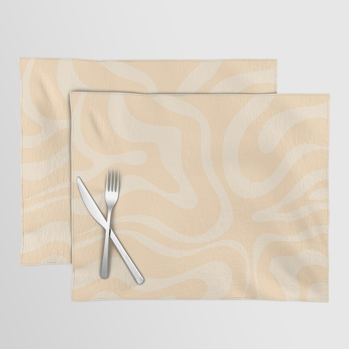 Modern Liquid Swirl Abstract Pattern in Pale Apricot Cream Placemat Gallery Image 1