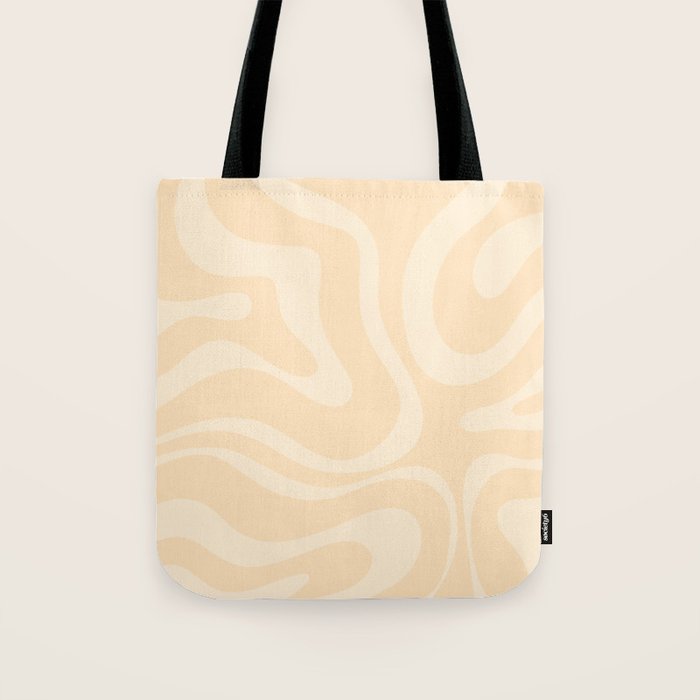 Modern Liquid Swirl Abstract Pattern in Pale Apricot Cream Tote Bag Gallery Image 1