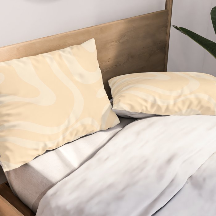 Modern Liquid Swirl Abstract Pattern in Pale Apricot Cream Pillow Sham Gallery Image 2