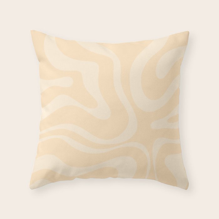 Modern Liquid Swirl Abstract Pattern in Pale Apricot Cream Throw Pillow Gallery Image 6