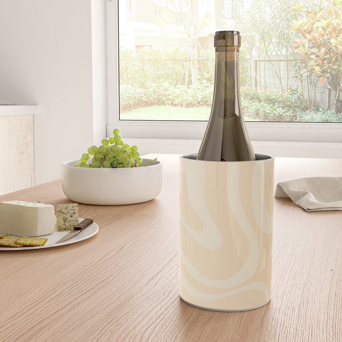 Modern Liquid Swirl Abstract Pattern in Pale Apricot Cream Wine Chiller Gallery Image 4