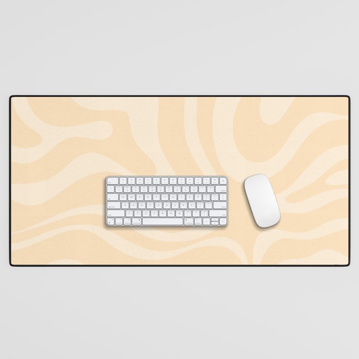 Modern Liquid Swirl Abstract Pattern in Pale Apricot Cream Desk Mat Gallery Image 1