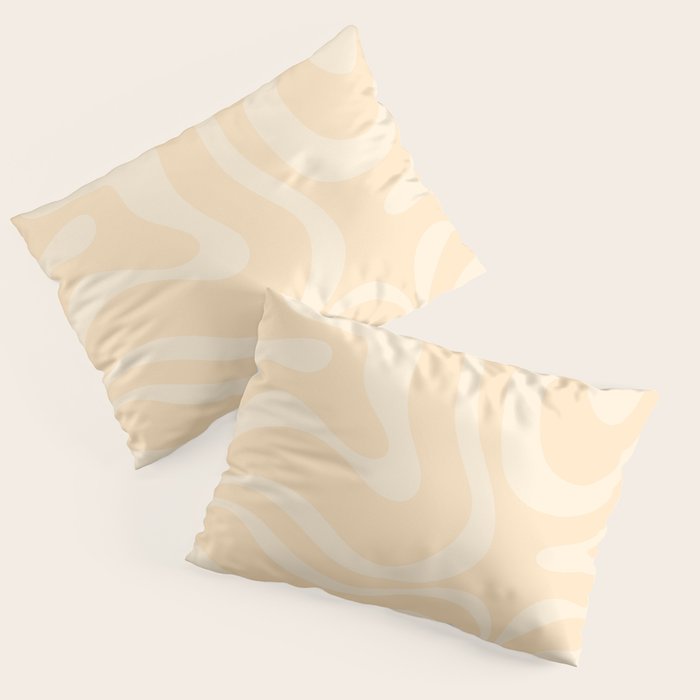 Modern Liquid Swirl Abstract Pattern in Pale Apricot Cream Pillow Sham Gallery Image 3