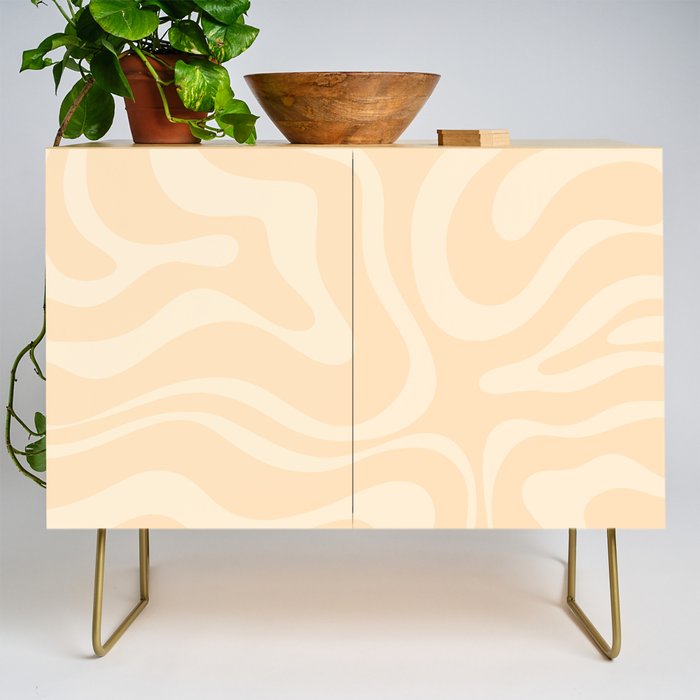 Modern Liquid Swirl Abstract Pattern in Pale Apricot Cream Credenza Gallery Image 1