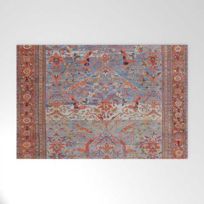 Blue Field Sultanabad Antique Persian Welcome Mat Gallery Image 1