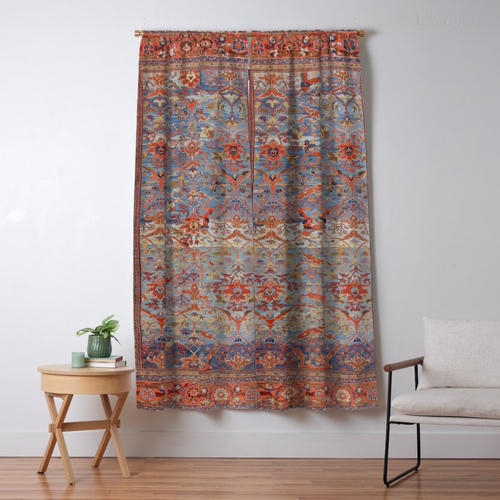 Blue Field Sultanabad Antique Persian Window Curtain Gallery Image 5