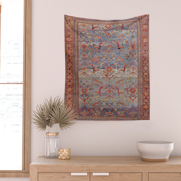 Blue Field Sultanabad Antique Persian Wall Tapestry Gallery Image 2