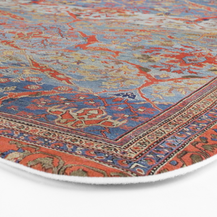 Blue Field Sultanabad Antique Persian Bath Mat Gallery Image 3
