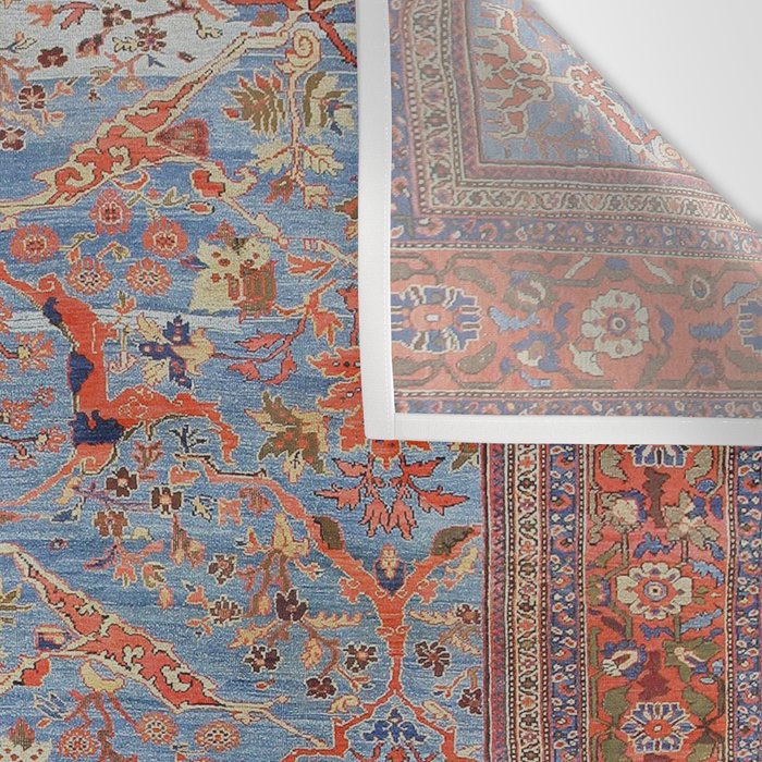 Blue Field Sultanabad Antique Persian Wall Tapestry Gallery Image 3