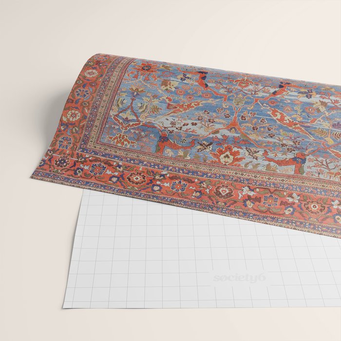 Blue Field Sultanabad Antique Persian Wrapping Paper Gallery Image 2