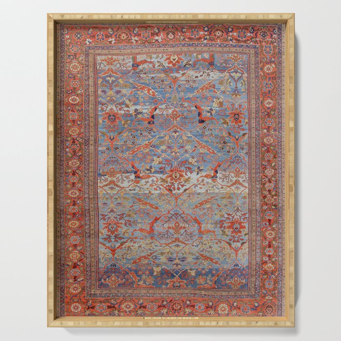 Blue Field Sultanabad Antique Persian Serving Tray Gallery Image 1