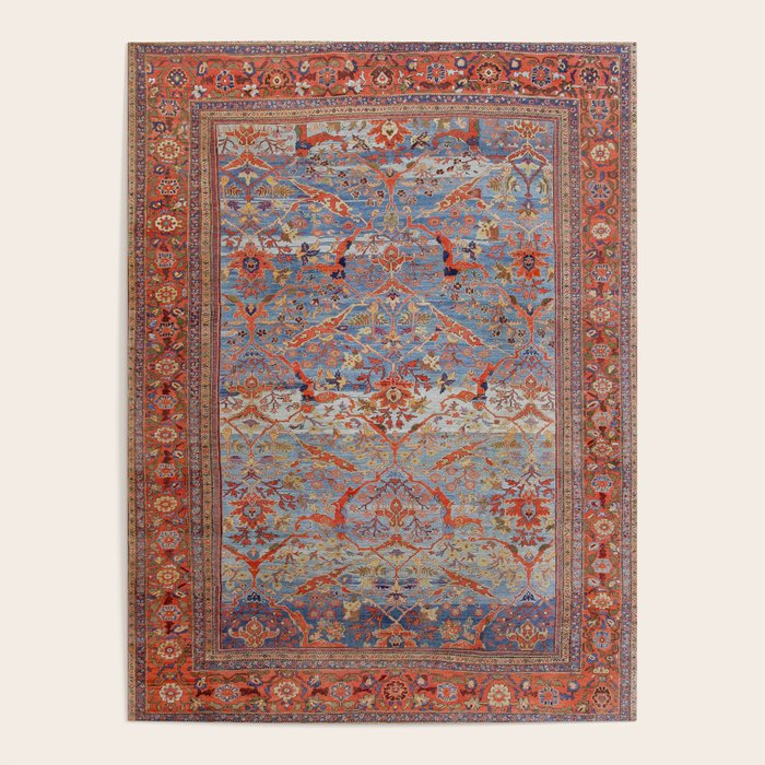 Blue Field Sultanabad Antique Persian Poster Gallery Image 1