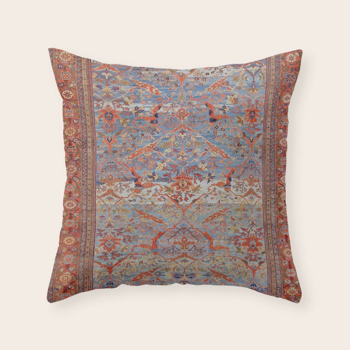 Blue Field Sultanabad Antique Persian Throw Pillow Gallery Image 6