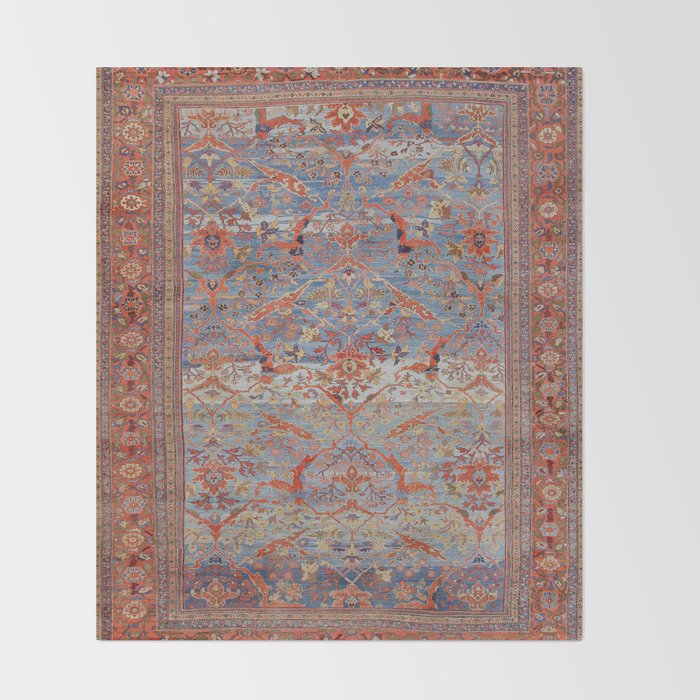 Blue Field Sultanabad Antique Persian Throw Blanket Gallery Image 2