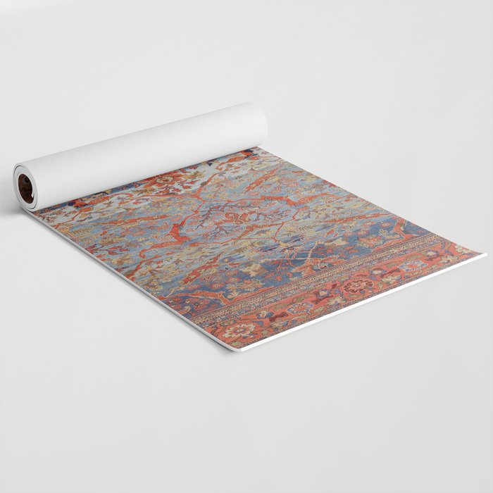 Blue Field Sultanabad Antique Persian Yoga Mat Gallery Image 2
