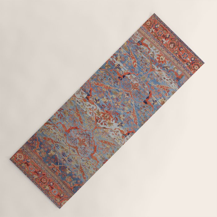 Blue Field Sultanabad Antique Persian Yoga Mat Gallery Image 1