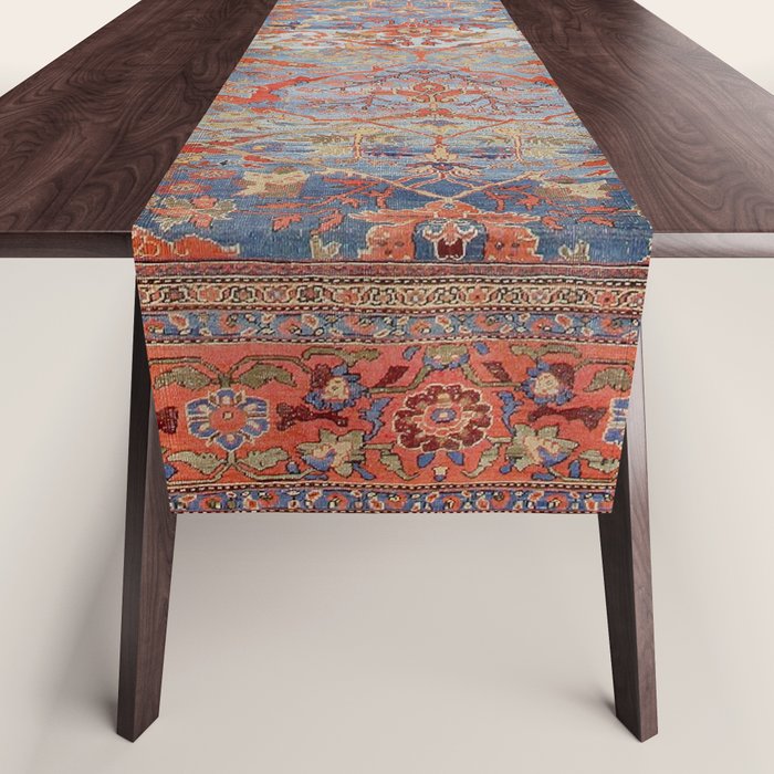 Blue Field Sultanabad Antique Persian Table Runner Gallery Image 1