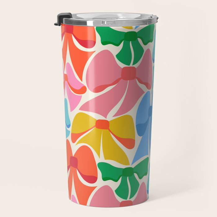 RainBows - Bright Multi Retro Rainbow Bows Travel Mug Gallery Image 3