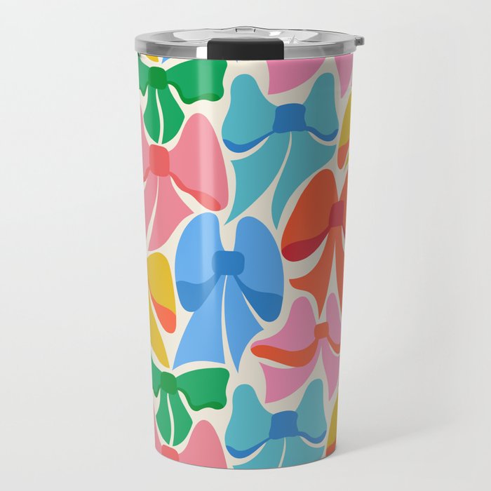 RainBows - Bright Multi Retro Rainbow Bows Travel Mug Gallery Image 1