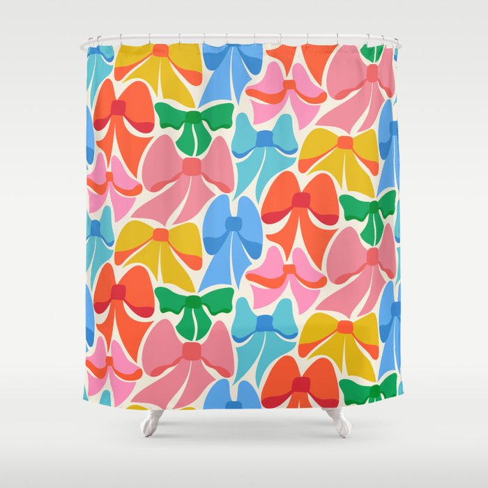RainBows - Bright Multi Retro Rainbow Bows Shower Curtain Gallery Image 1
