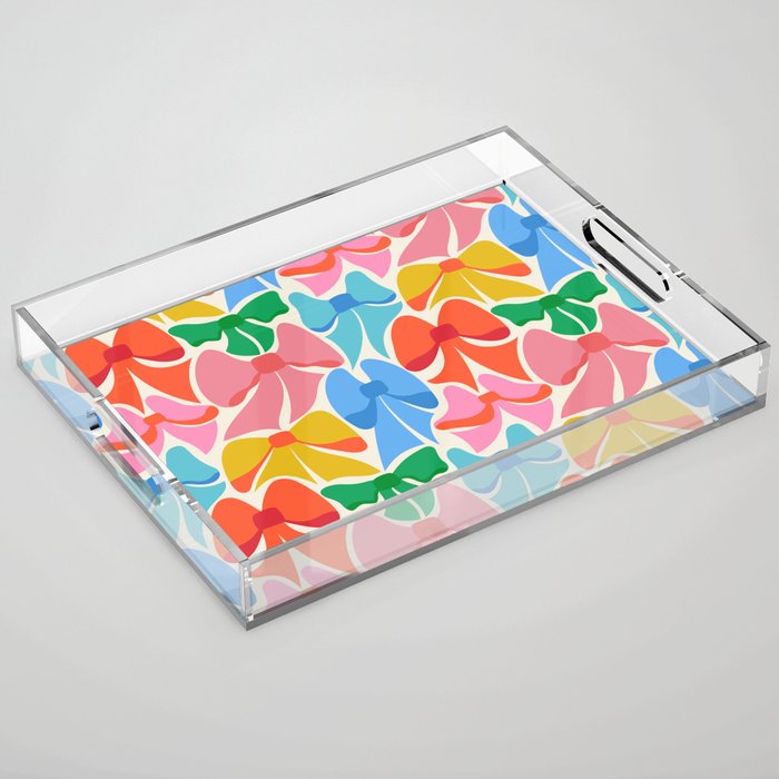 RainBows - Bright Multi Retro Rainbow Bows Acrylic Tray Gallery Image 1