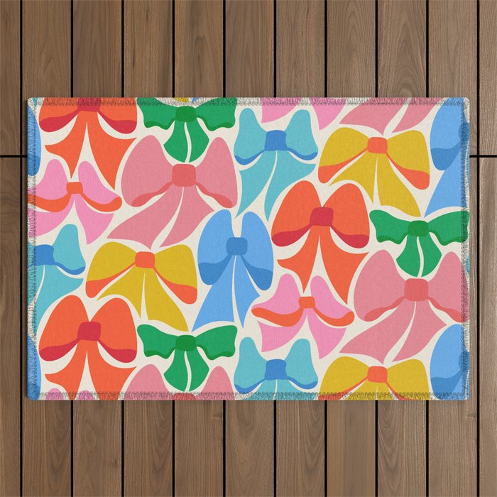 RainBows - Bright Multi Retro Rainbow Bows Outdoor Rug Gallery Image 1