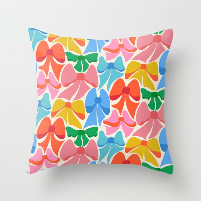 RainBows - Bright Multi Retro Rainbow Bows Throw Pillow Gallery Image 6