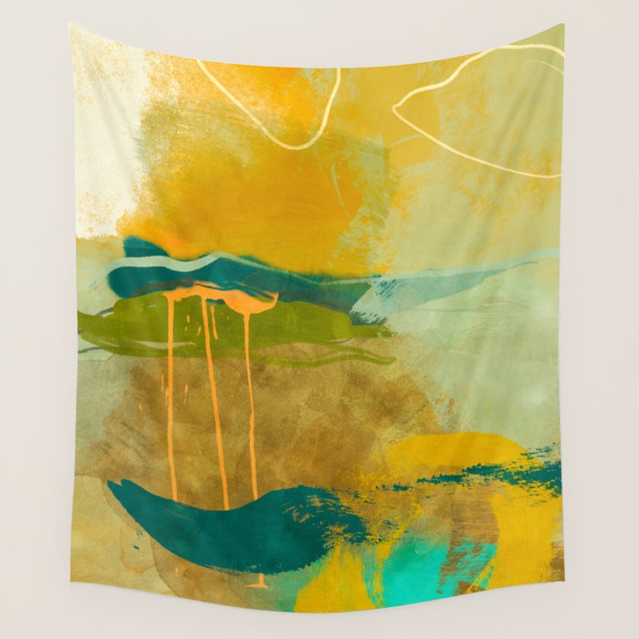 summer green abstract art Wall Tapestry Gallery Image 4