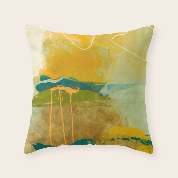 summer green abstract art Throw Pillow Gallery Image 6