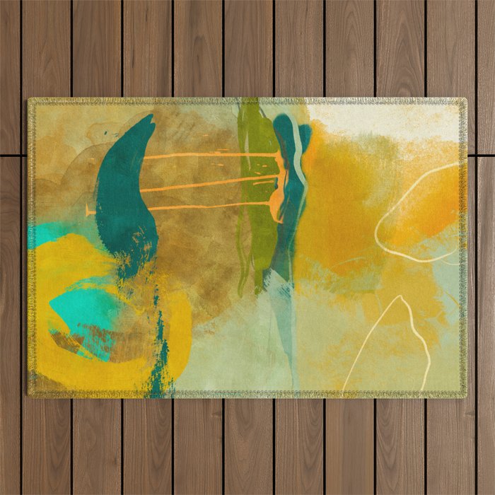 summer green abstract art Outdoor Rug Gallery Image 1