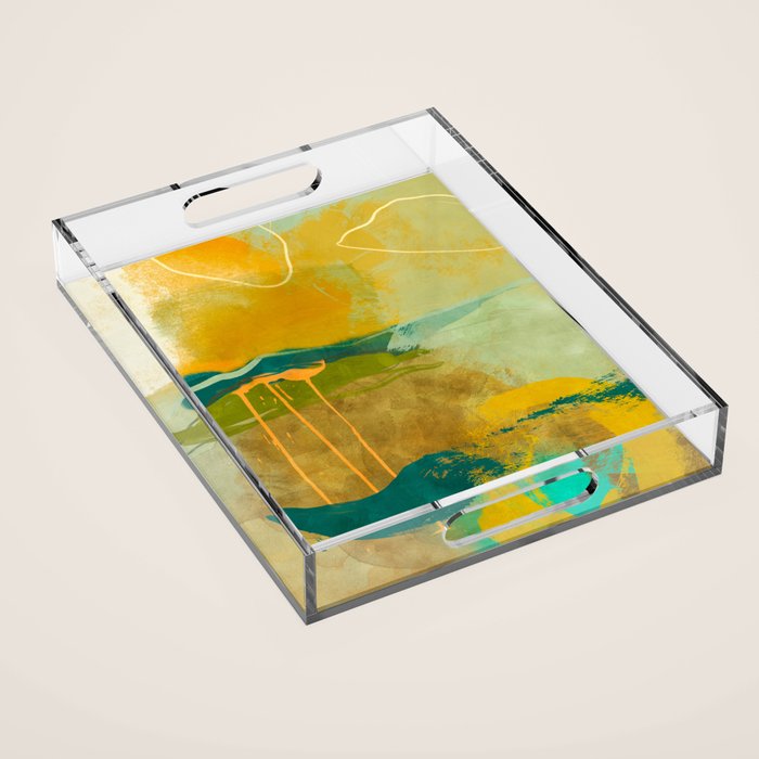 summer green abstract art Acrylic Tray Gallery Image 1