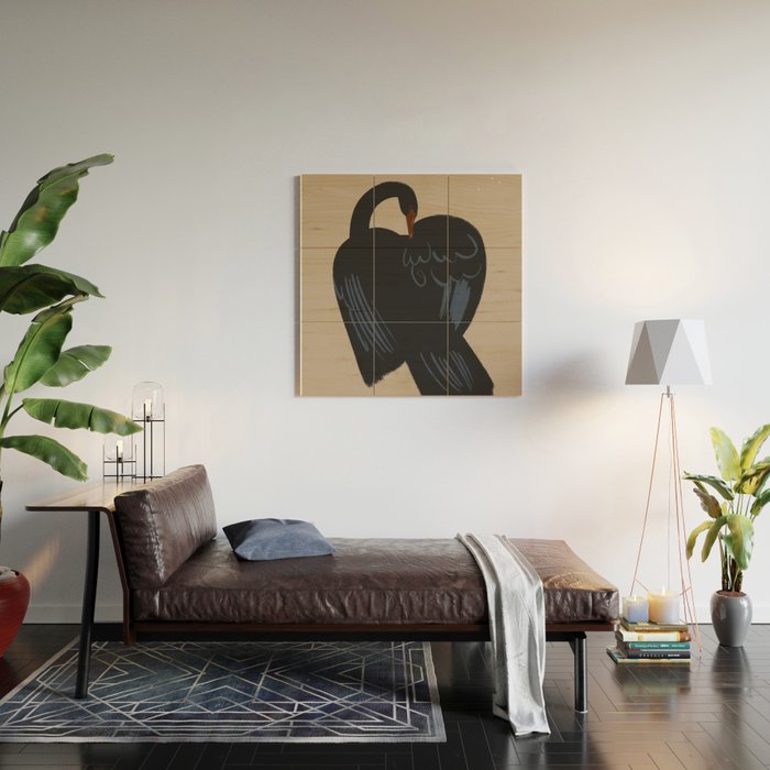  black swan Wood Wall Art Gallery Image 2