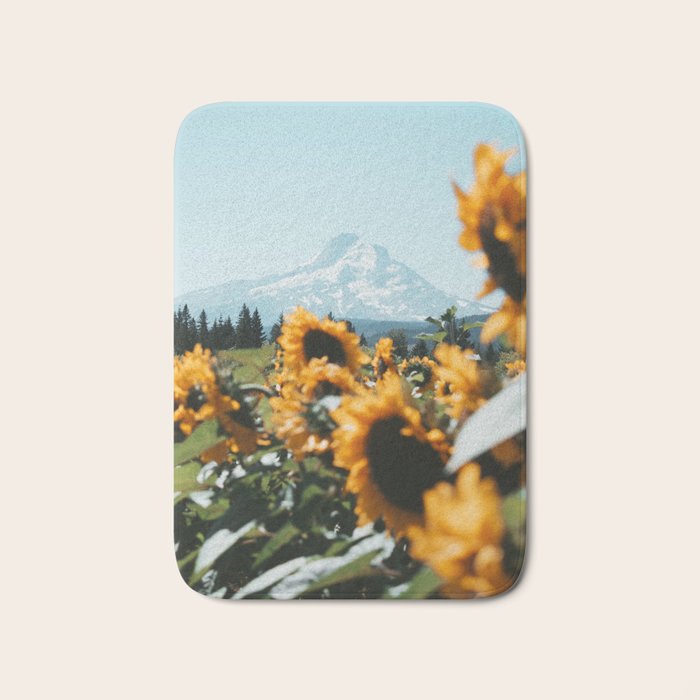 Mt. Hood Sunflower Field Bath Mat Gallery Image 1