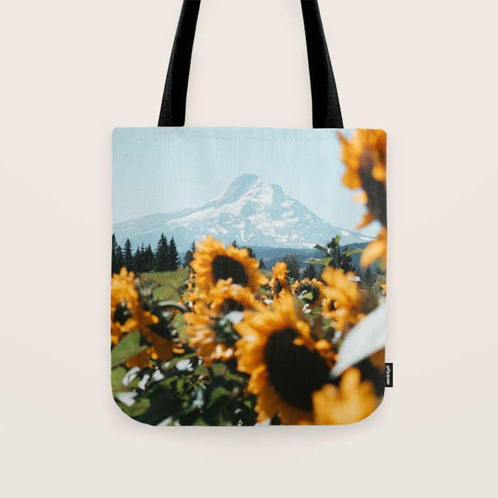 Mt. Hood Sunflower Field Tote Bag Gallery Image 1