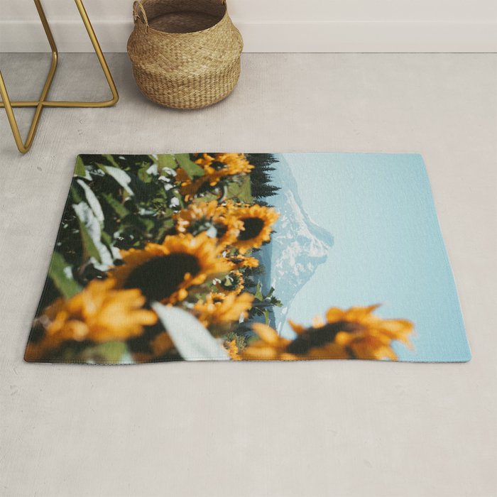 Mt. Hood Sunflower Field Rug Gallery Image 1
