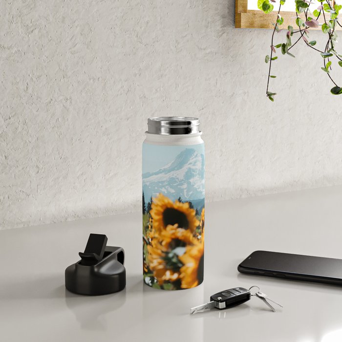 Mt. Hood Sunflower Field Water Bottle Gallery Image 4