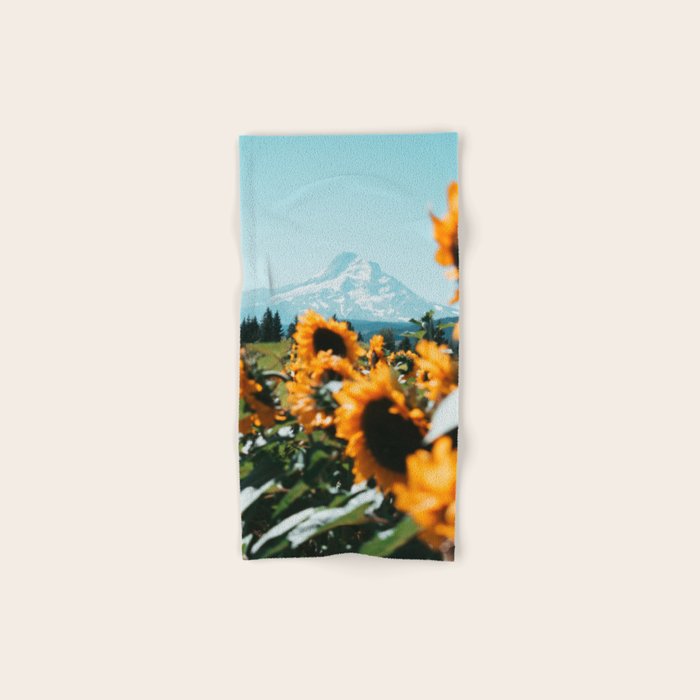 Mt. Hood Sunflower Field Bath Towel Gallery Image 1
